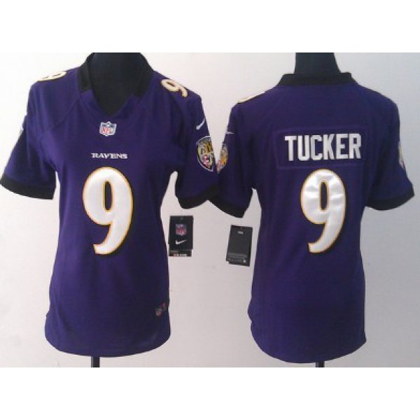 Nike Baltimore Ravens #9 Justin Tucker Purple Game Womens Jersey