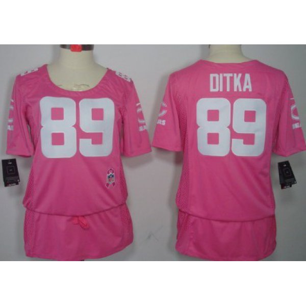 Nike Chicago Bears #89 Mike Ditka Breast Cancer Awareness Pink Womens Jersey