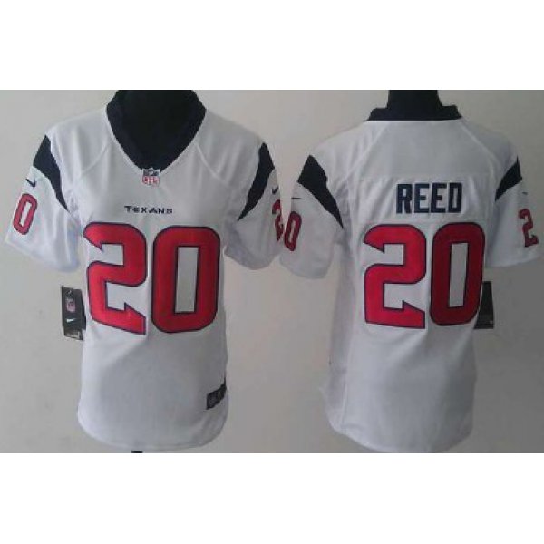 Nike Houston Texans #20 Ed Reed White Game Womens Jersey