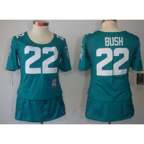 Nike Miami Dolphins #22 Reggie Bush Breast Cancer Awareness Green Womens Jersey