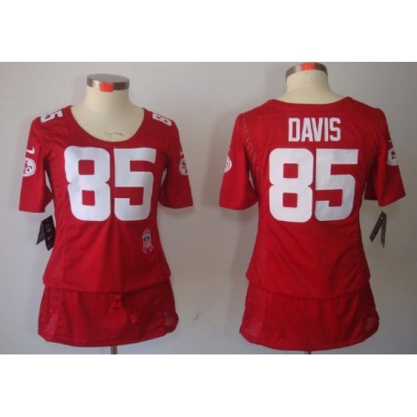 Nike San Francisco 49ers #85 Vernon Davis Breast Cancer Awareness Red Womens Jersey