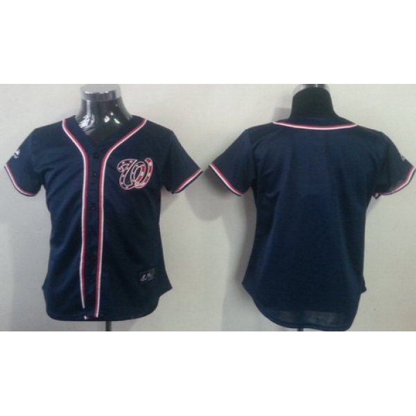 Washington Nationals Blank Navy Blue Womens Jersey