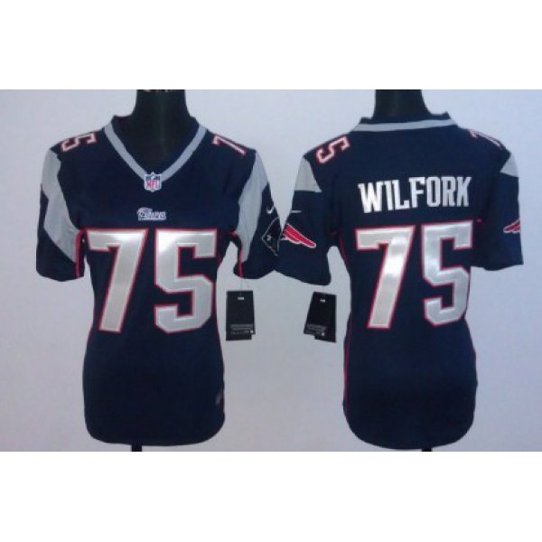 Nike New England Patriots #75 Vince Wilfork Blue Game Womens Jersey
