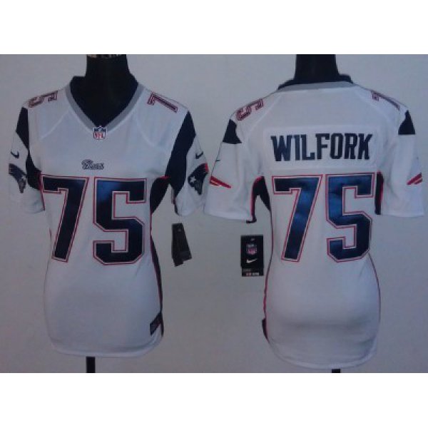 Nike New England Patriots #75 Vince Wilfork White Game Womens Jersey