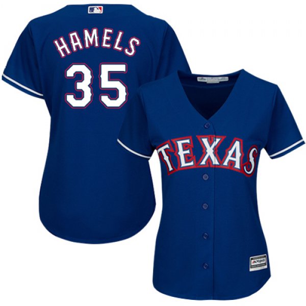Rangers #35 Cole Hamels Blue Alternate Women's Stitched Baseball Jersey