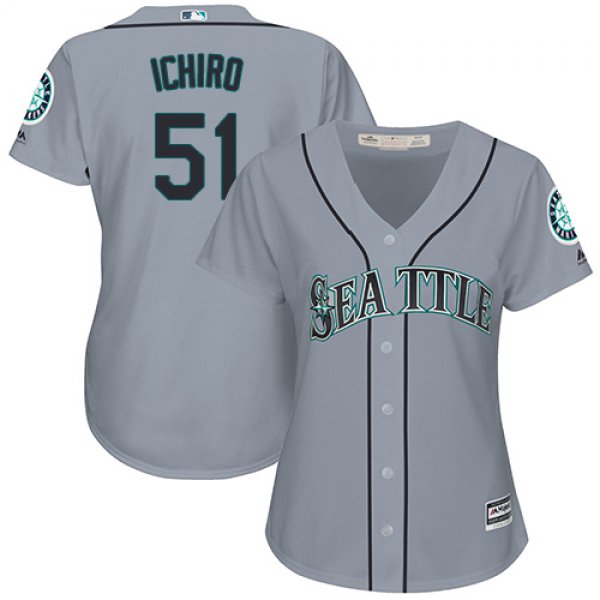 Mariners #51 Ichiro Suzuki Grey Road Women's Stitched Baseball Jersey