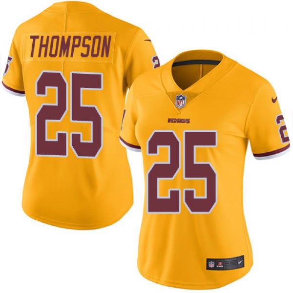 Women's Nike Washington Redskins #25 Chris Thompson Gold Stitched NFL Limited Rush Jersey