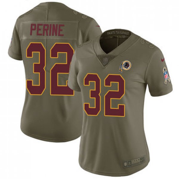 Women's Nike Washington Redskins #32 Samaje Perine Olive Stitched NFL Limited 2017 Salute to Service Jersey