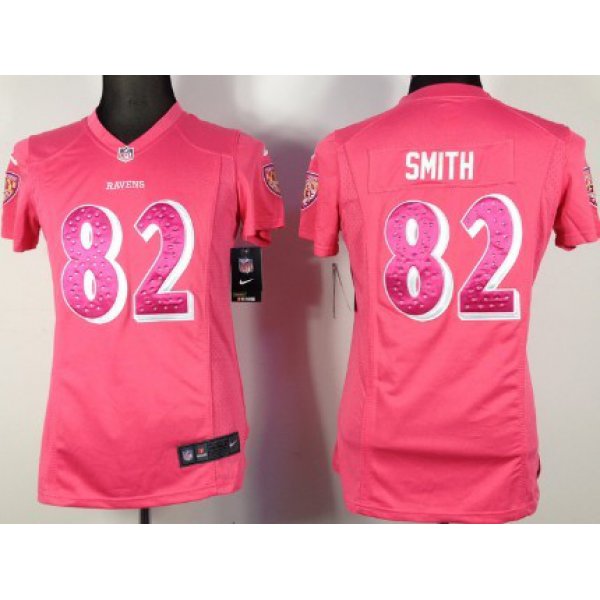 Nike Baltimore Ravens #82 Torrey Smith Pink Sweetheart Diamond Womens Jersey