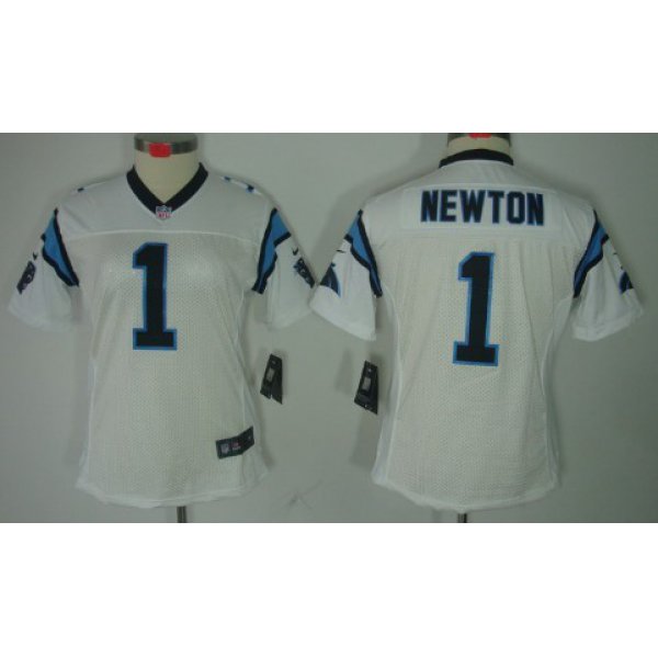 Nike Carolina Panthers #1 Cam Newton White Limited Womens Jersey