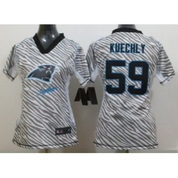 Nike Carolina Panthers #59 Luke Kuechly 2012 Womens Zebra Fashion Jersey