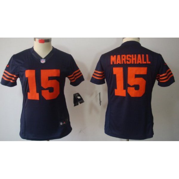 Nike Chicago Bears #15 Brandon Marshall Blue With Orange Limited Womens Jersey