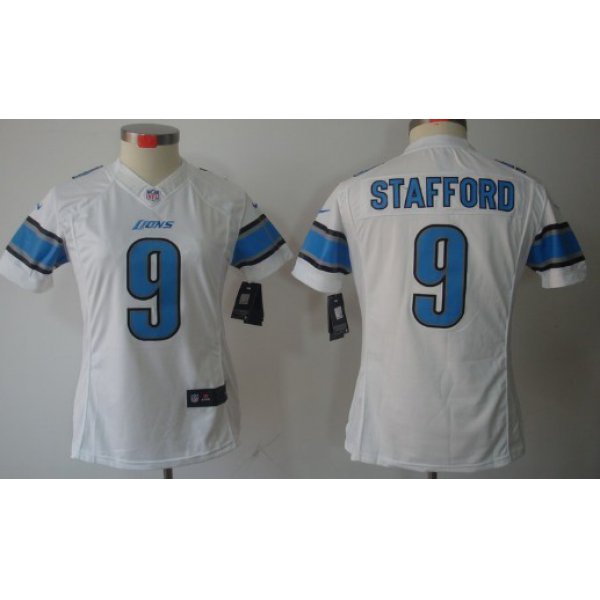 Nike Detroit Lions #9 Matthew Stafford White Limited Womens Jersey