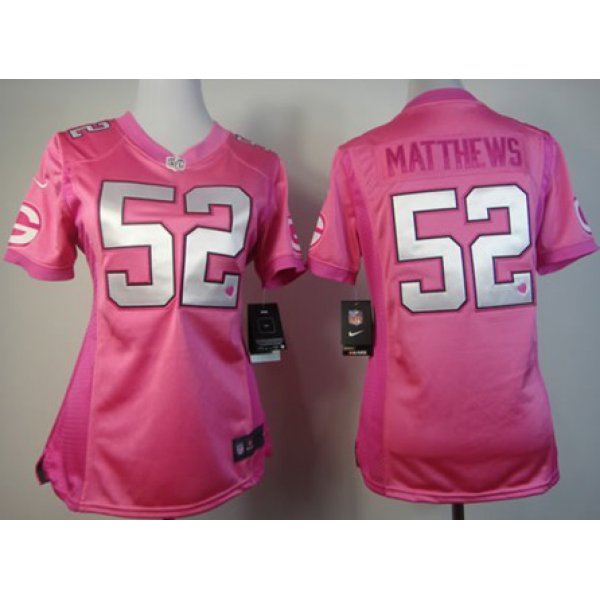 Nike Green Bay Packers #52 Clay Matthews Pink Love Womens Jersey