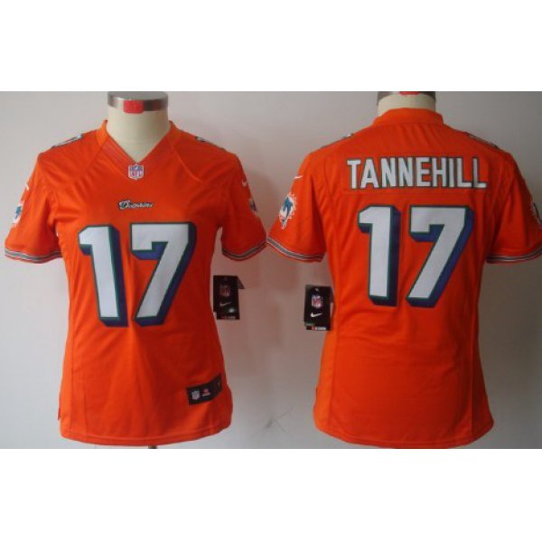 Nike Miami Dolphins #17 Ryan Tannehill Orange Limited Womens Jersey