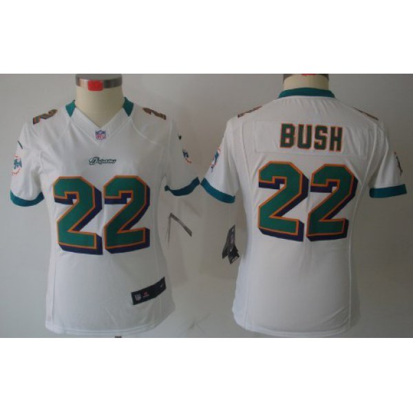 Nike Miami Dolphins #22 Reggie Bush White Limited Womens Jersey