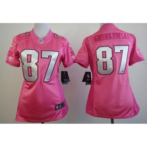 Nike New England Patriots #87 Rob Gronkowski Pink Love Womens Jersey