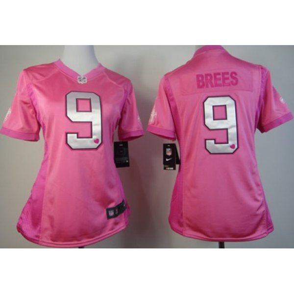 Nike New Orleans Saints #9 Drew Brees Pink Love Womens Jersey