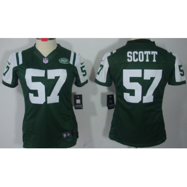 Nike New York Jets #57 Bart Scott Green Limited Womens Jersey