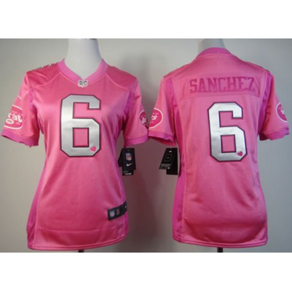 Nike New York Jets #6 Mark Sanchez Pink Love Womens Jersey