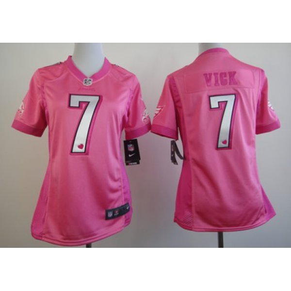 Nike Philadelphia Eagles #7 Michael Vick Pink Love Womens Jersey