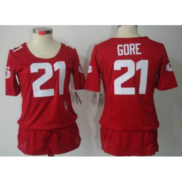 Nike San Francisco 49ers #21 Frank Gore Breast Cancer Awareness Red Womens Jersey