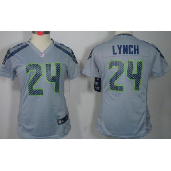 Nike Seattle Seahawks #24 Marshawn Lynch Gray Limited Womens Jersey