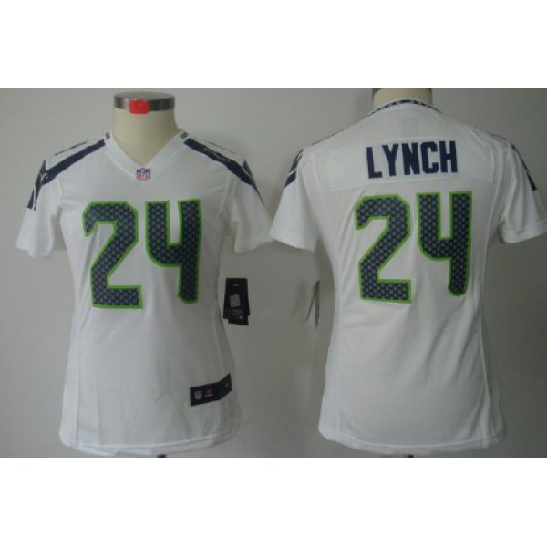 Nike Seattle Seahawks #24 Marshawn Lynch White Limited Womens Jersey
