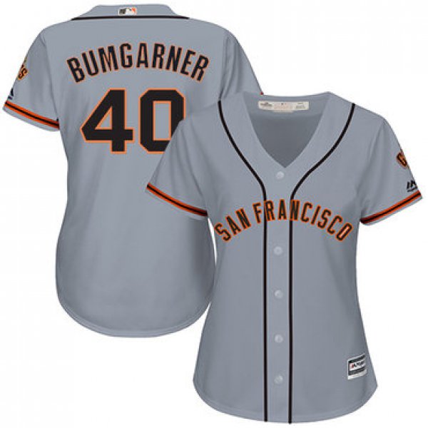 Giants #40 Madison Bumgarner Grey Road Women's Stitched Baseball Jersey