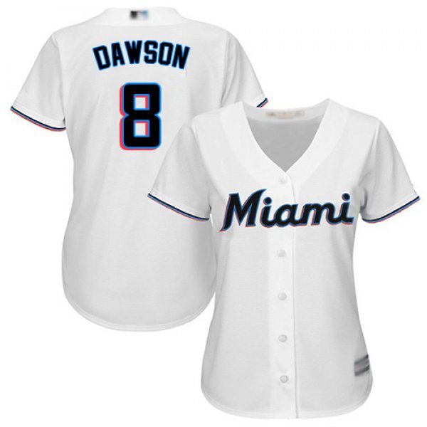 Marlins #8 Andre Dawson White Home Women's Stitched Baseball Jersey
