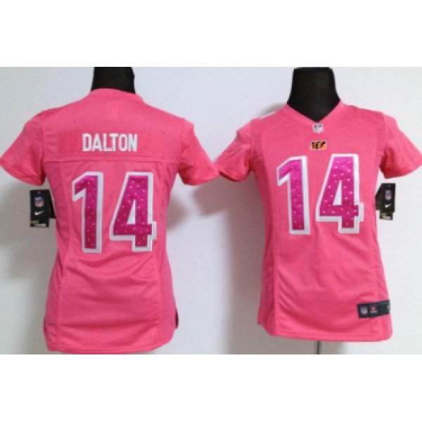 Nike Cincinnati Bengals #14 Andy Dalton Pink Sweetheart Diamond Womens Jersey