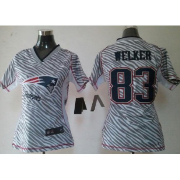 Nike New England Patriots #83 Wes Welker 2012 Womens Zebra Fashion Jersey