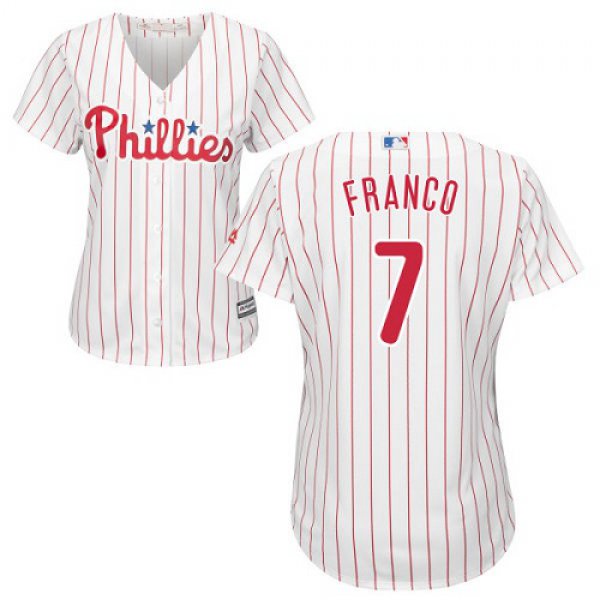Phillies #7 Maikel Franco White(Red Strip) Home Women's Stitched Baseball Jersey