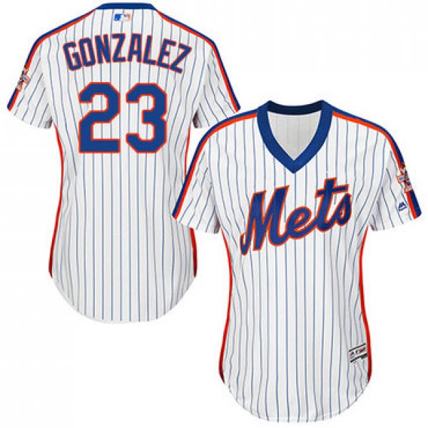 Mets #23 Adrian Gonzalez White(Blue Strip) Alternate Women's Stitched Baseball Jersey