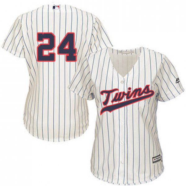 Twins #24 Trevor Plouffe Cream Strip Alternate Women's Stitched Baseball Jersey