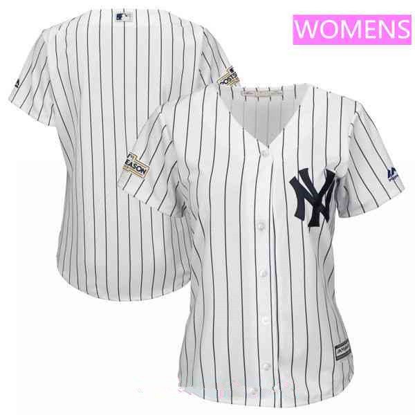Women's New York Yankees Majestic White 2017 Postseason Cool Base Team Jersey