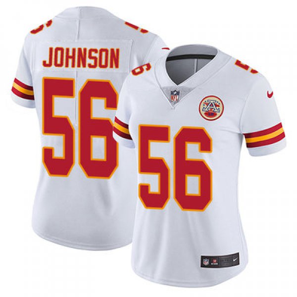 Women's Nike Kansas City Chiefs #56 Derrick Johnson White Stitched NFL Vapor Untouchable Limited Jersey