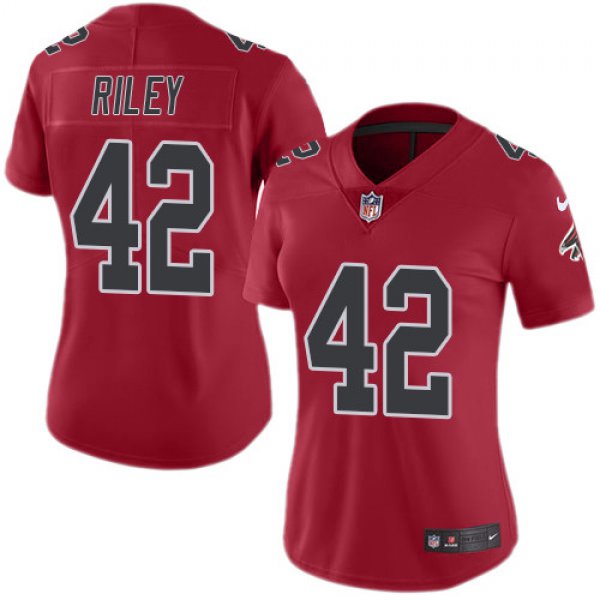 Women's Nike Falcons #42 Duke Riley Red Stitched NFL Limited Rush Jersey