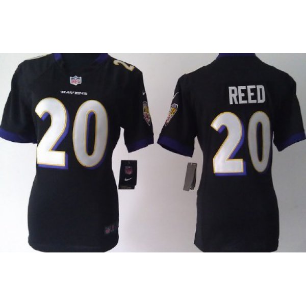 Nike Baltimore Ravens #20 Ed Reed Black Game Womens Jersey