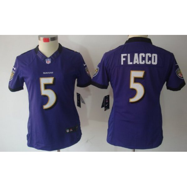 Nike Baltimore Ravens #5 Joe Flacco Purple Limited Womens Jersey