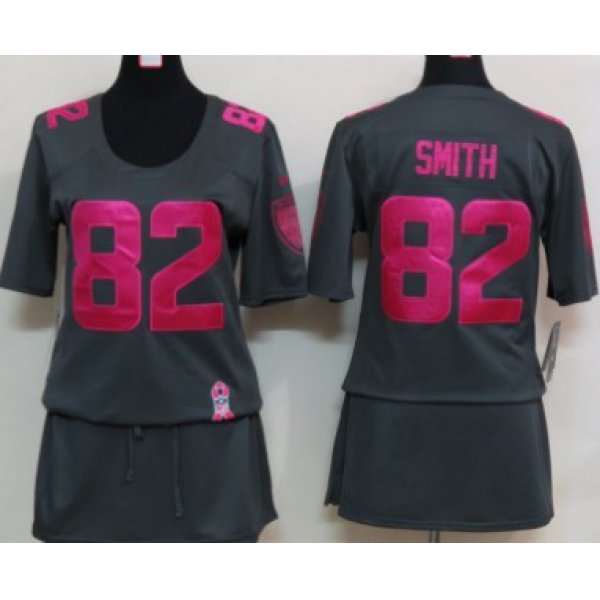 Nike Baltimore Ravens #82 Torrey Smith Breast Cancer Awareness Gray Womens Jersey