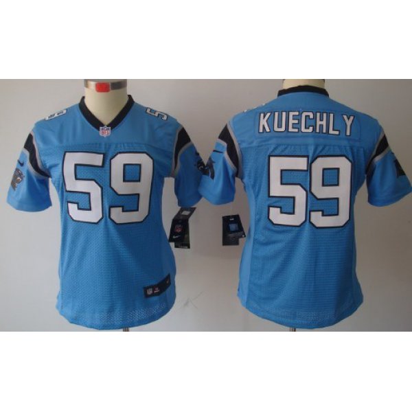 Nike Carolina Panthers #59 Luke Kuechly Light Blue Limited Womens Jersey
