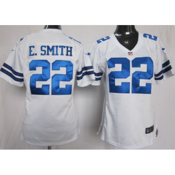 Nike Dallas Cowboys #22 Emmitt Smith White Game Womens Jersey