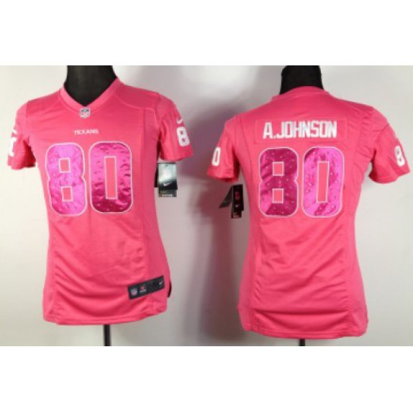 Nike Houston Texans #80 Andre Johnson Pink Sweetheart Diamond Womens Jersey