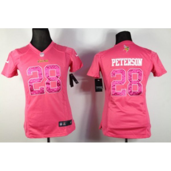 Nike Minnesota Vikings #28 Adrian Peterson Pink Sweetheart Diamond Womens Jersey