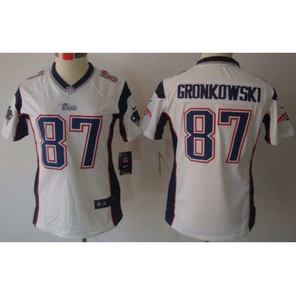 Nike New England Patriots #87 Rob Gronkowski White Limited Womens Jersey