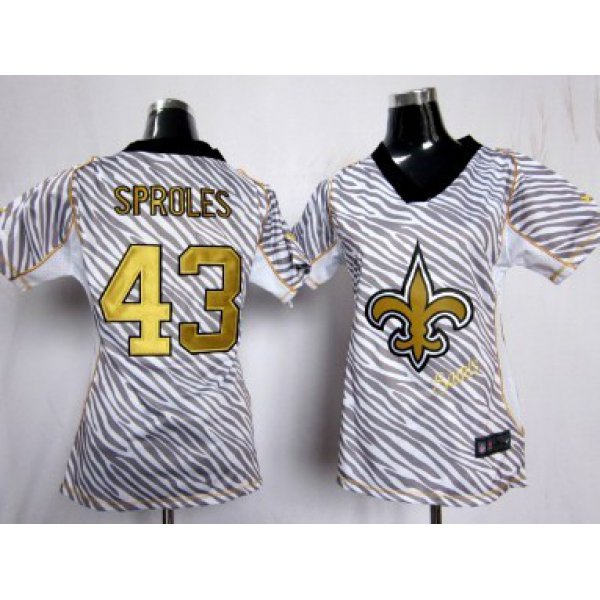 Nike New Orleans Saints #43 Darren Sproles 2012 Womens Zebra Fashion Jersey