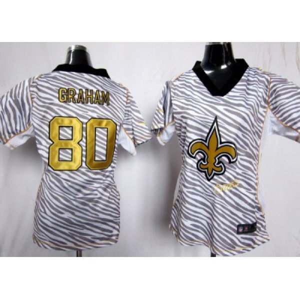 Nike New Orleans Saints #80 Jimmy Graham 2012 Womens Zebra Fashion Jersey