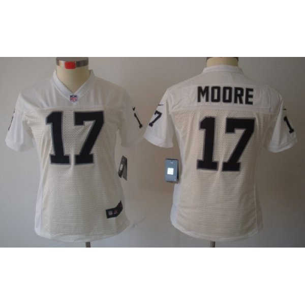 Nike Oakland Raiders #17 Denarius Moore White Limited Womens Jersey