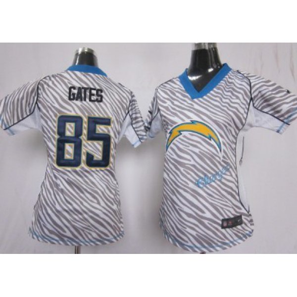 Nike San Diego Chargers #85 Antonio Gates 2012 Womens Zebra Fashion Jersey